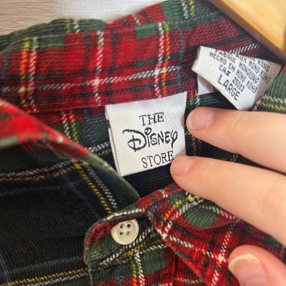 Vintage Disney Store Mickey Mouse Plaid Flannel Shirt Men’s Large - Picture 2 of 6